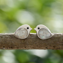 Load image into Gallery viewer, Sterling Silver Mother of Pearl Birdie Studs