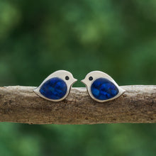 Load image into Gallery viewer, Sterling Silver Lapis Lazuli Birdie Studs