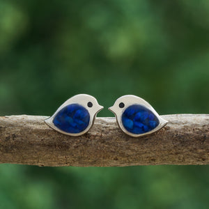 Sterling Silver Lapis Lazuli Birdie Studs