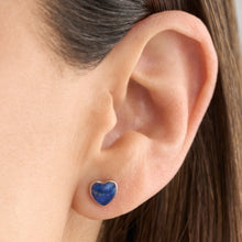 Load image into Gallery viewer, Sterling Silver Lapis Lazuli Heart Studs