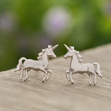 Load image into Gallery viewer, Sterling Silver Unicorn Stud Earrings