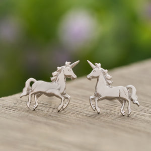 Sterling Silver Unicorn Stud Earrings