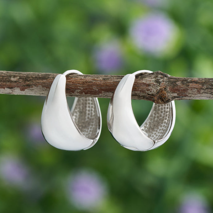 Sterling Silver Waterdrop Bold Hoop Earrings