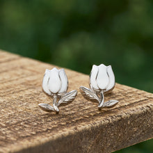 Load image into Gallery viewer, Sterling Silver White Tulip Studs