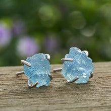 Load image into Gallery viewer, Sterling Silver Aquamarine Raw Gemstone Studs