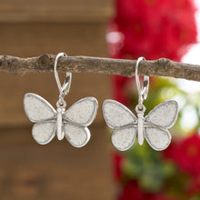 Load image into Gallery viewer, White Glass Butterfly Earrings