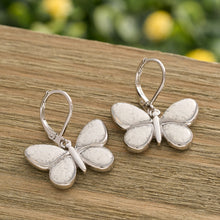 Load image into Gallery viewer, White Glass Butterfly Earrings