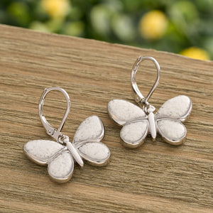 White Glass Butterfly Earrings