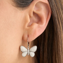 Load image into Gallery viewer, White Glass Butterfly Earrings