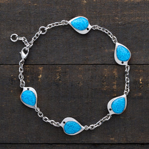 Blue Glass Birdie Charm Bracelet