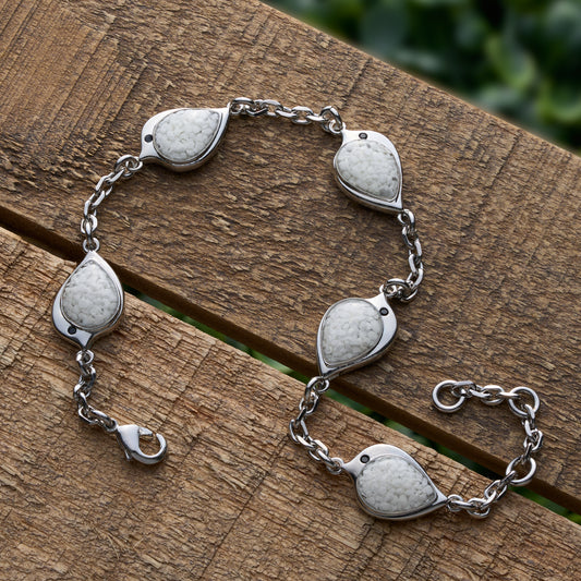 White Glass Birdie Charm Bracelet