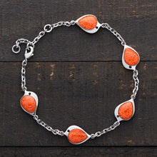 Load image into Gallery viewer, Orange Glass Birdie Charm Bracelet