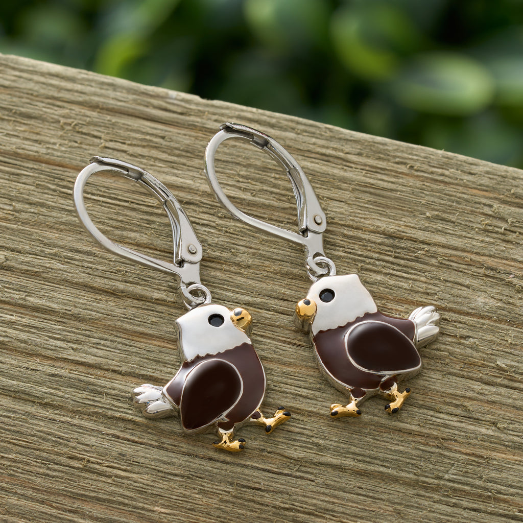 Leverback American Bald Eagle Earrings