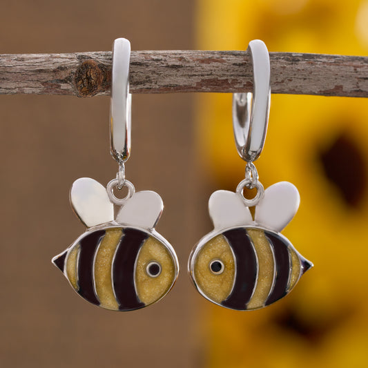 Sand Bee Hoop Earrings