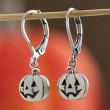 Load image into Gallery viewer, Leverback Vintage Jack-o&#39;-Lantern Earrings