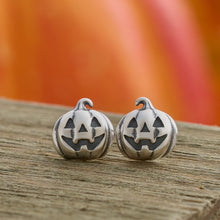 Load image into Gallery viewer, Sterling Silver Jack-o&#39;-Lantern Studs