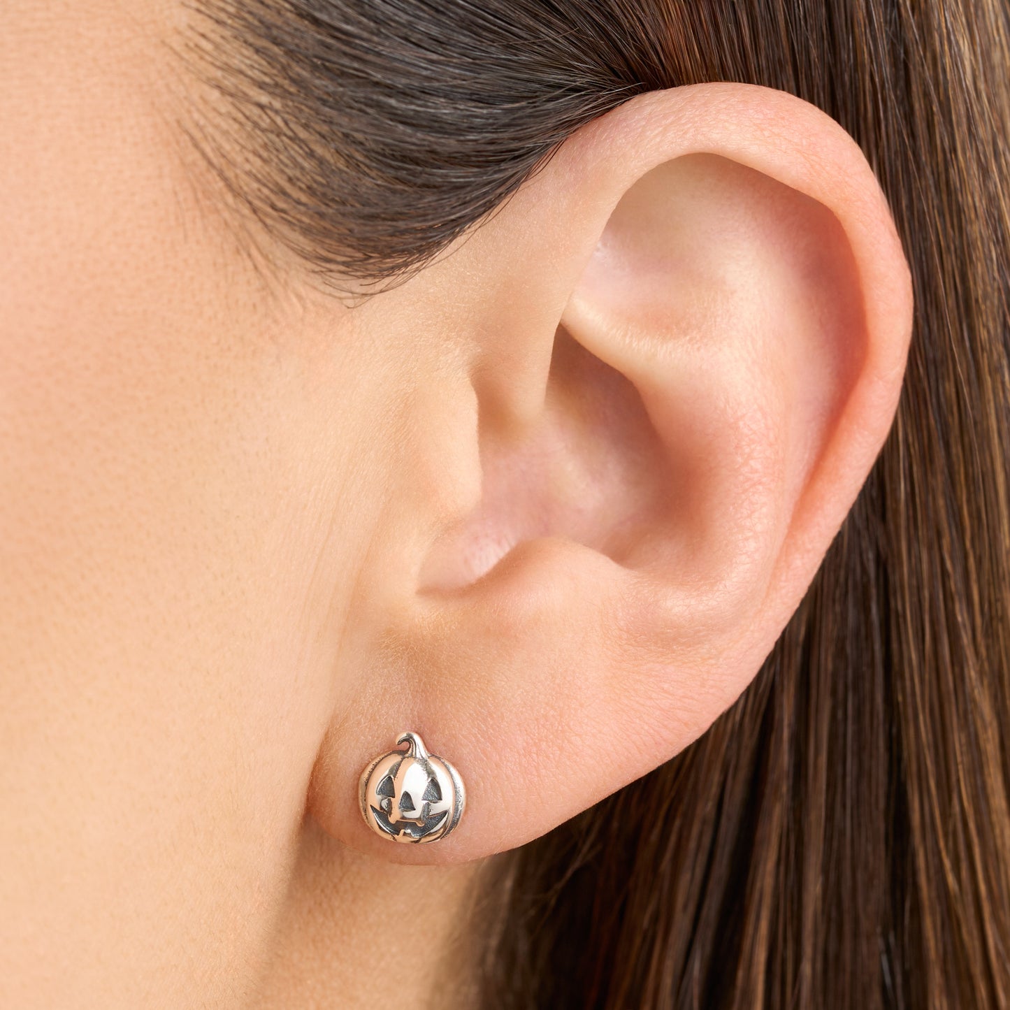 Sterling Silver Jack-o'-Lantern Studs