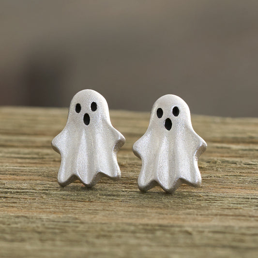 Sterling Silver Spooky Ghost Studs