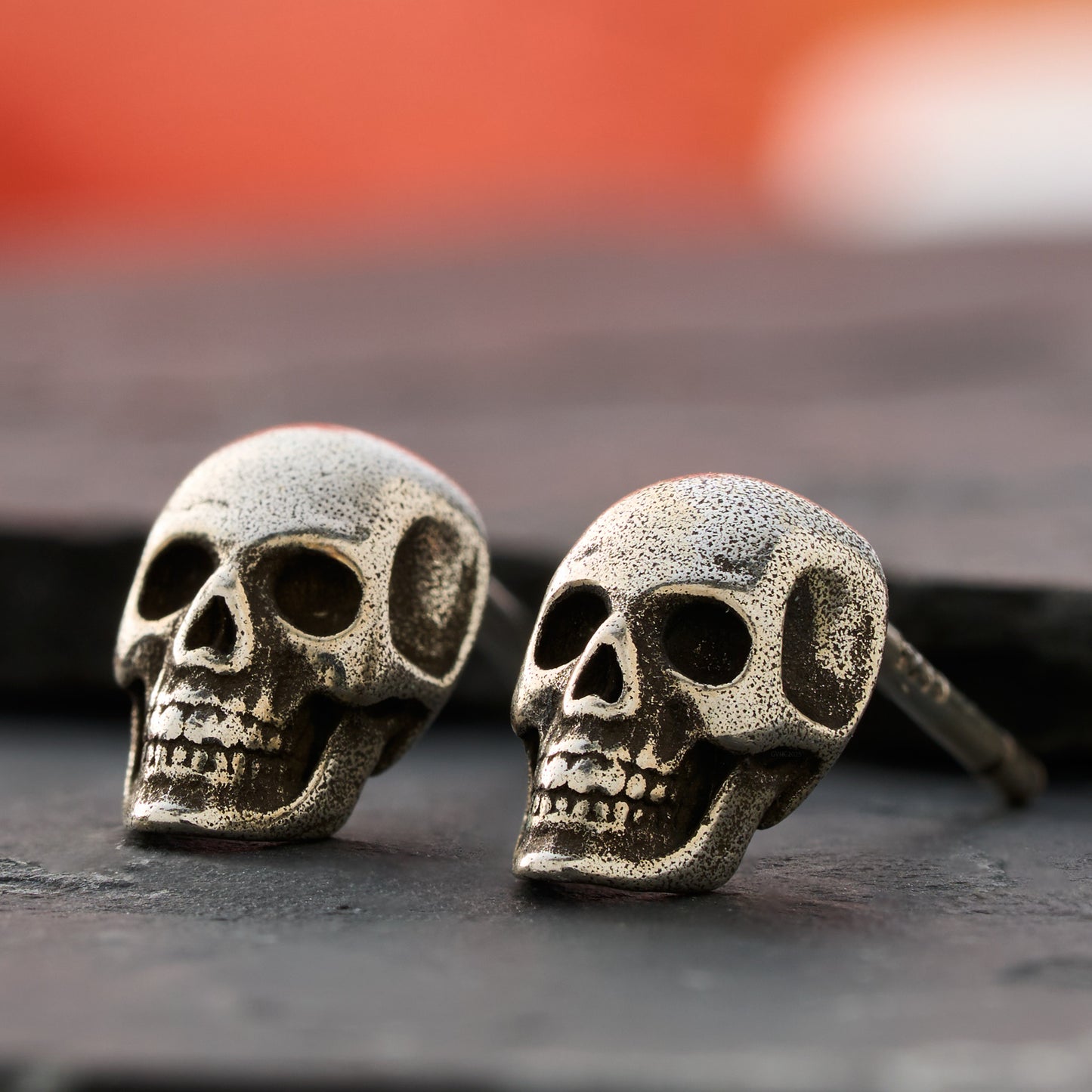 Sterling Silver Vintage Skull Studs