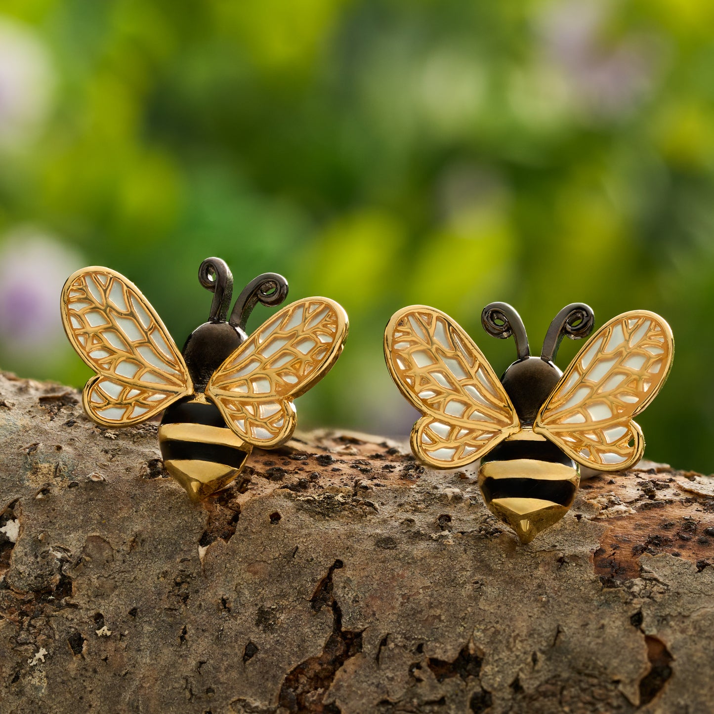 Golden Bee Wing Studs