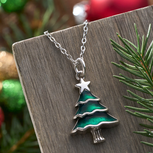 Enamel Christmas Tree Necklace