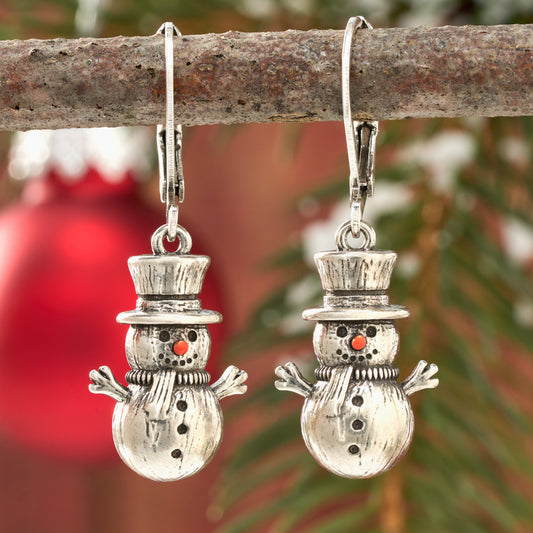 Leverback Vintage Snowman Earrings