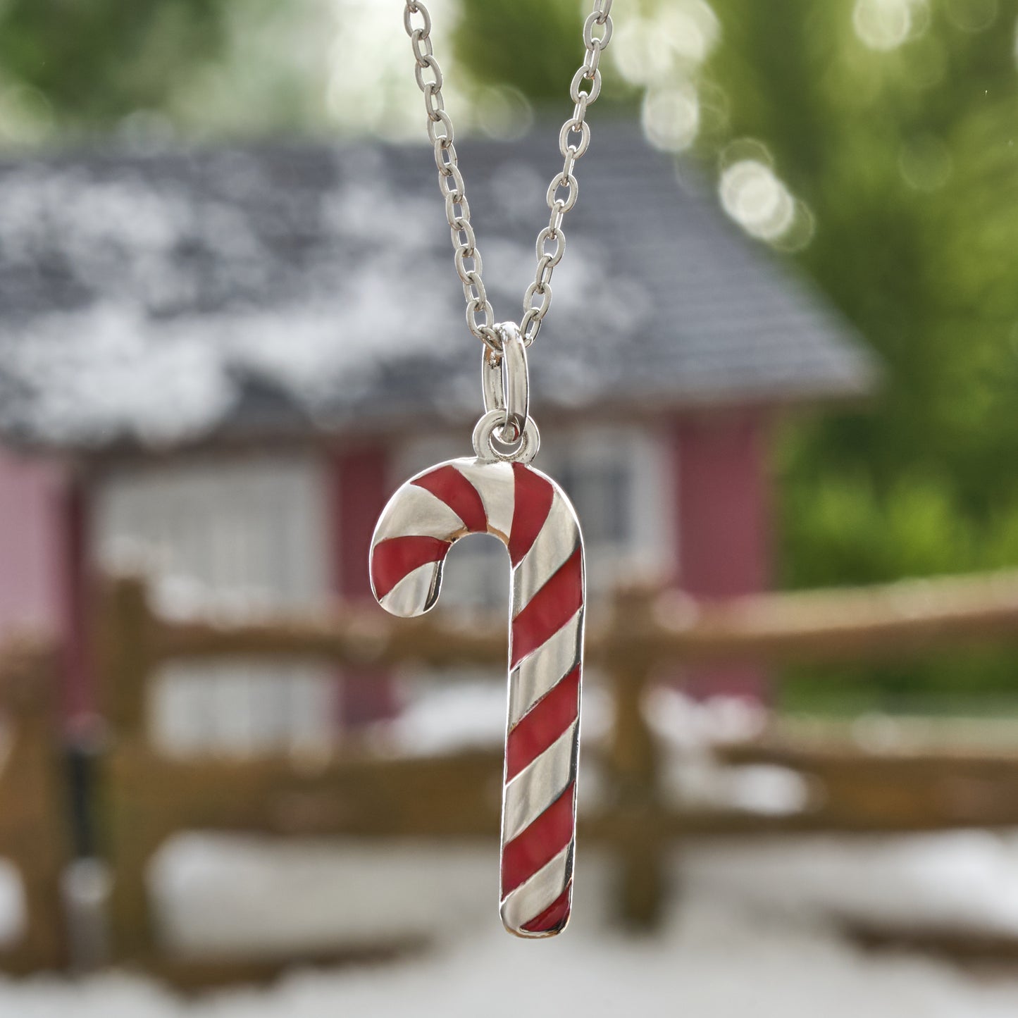 Enamel Candy Cane Necklace