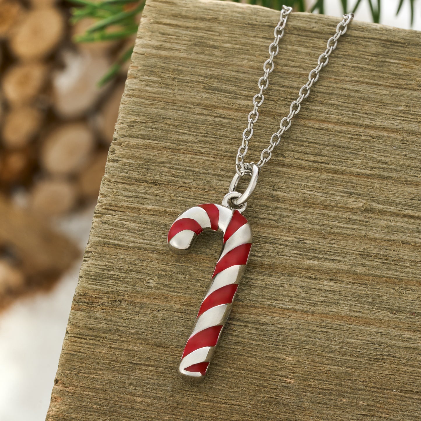 Enamel Candy Cane Necklace