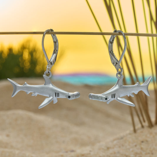 Leverback Hammerhead Shark Earrings