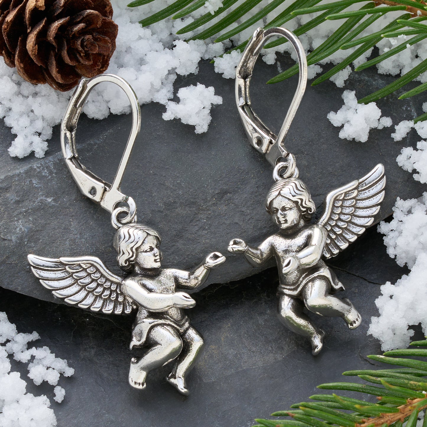 Leverback Flying Angel Earrings