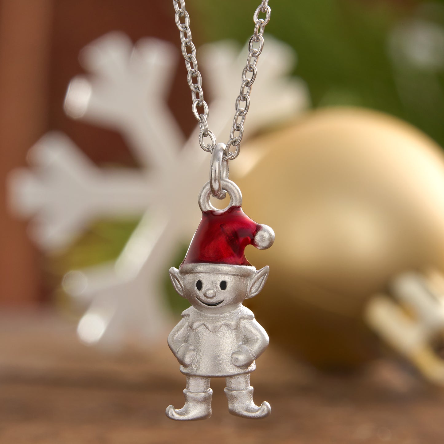 Dainty Red Hat Elf Necklace