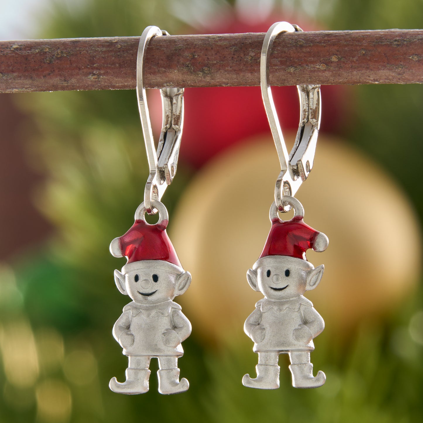 Leverback Dainty Red Hat Elf Earrings