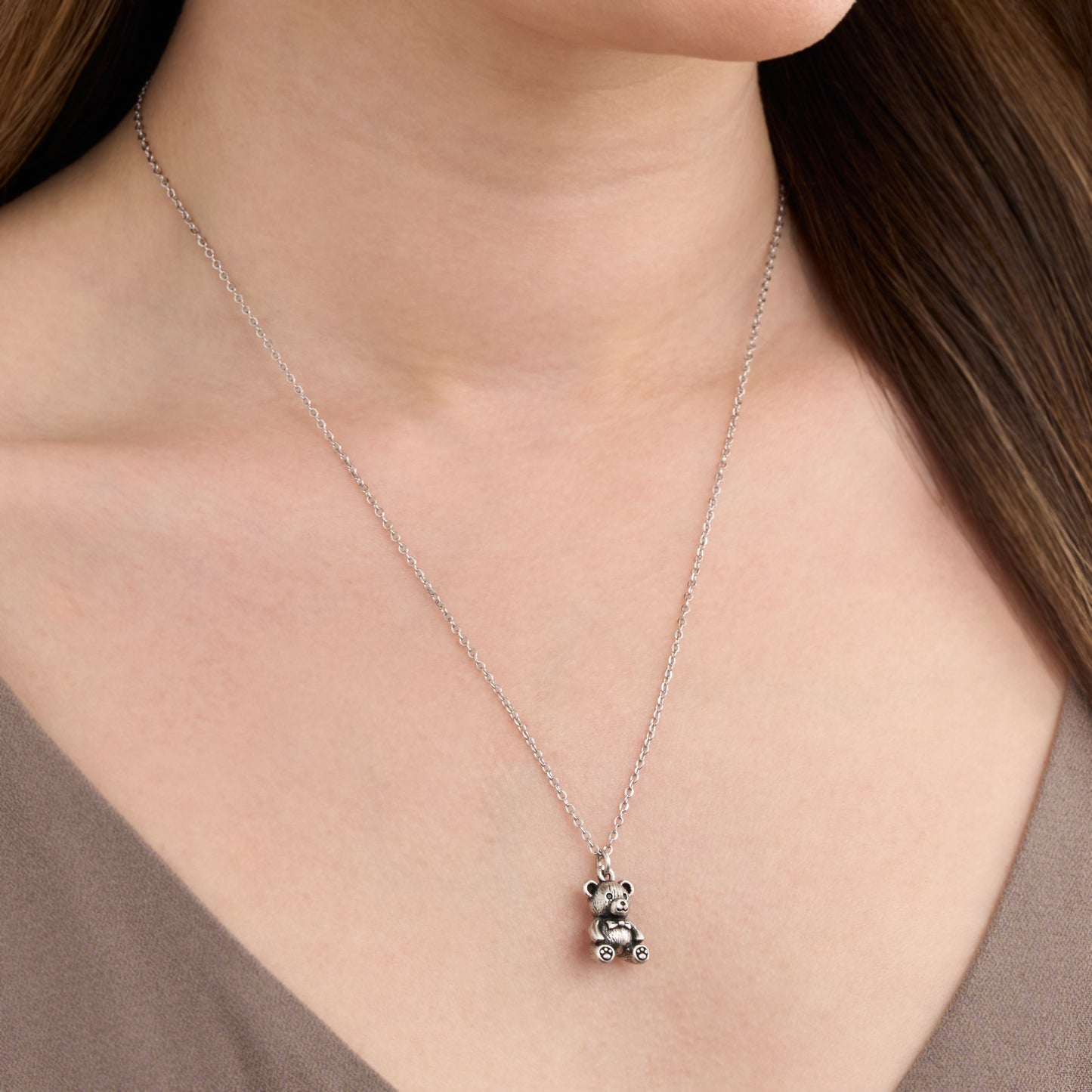 Vintage Bow Tie Teddy Bear Necklace