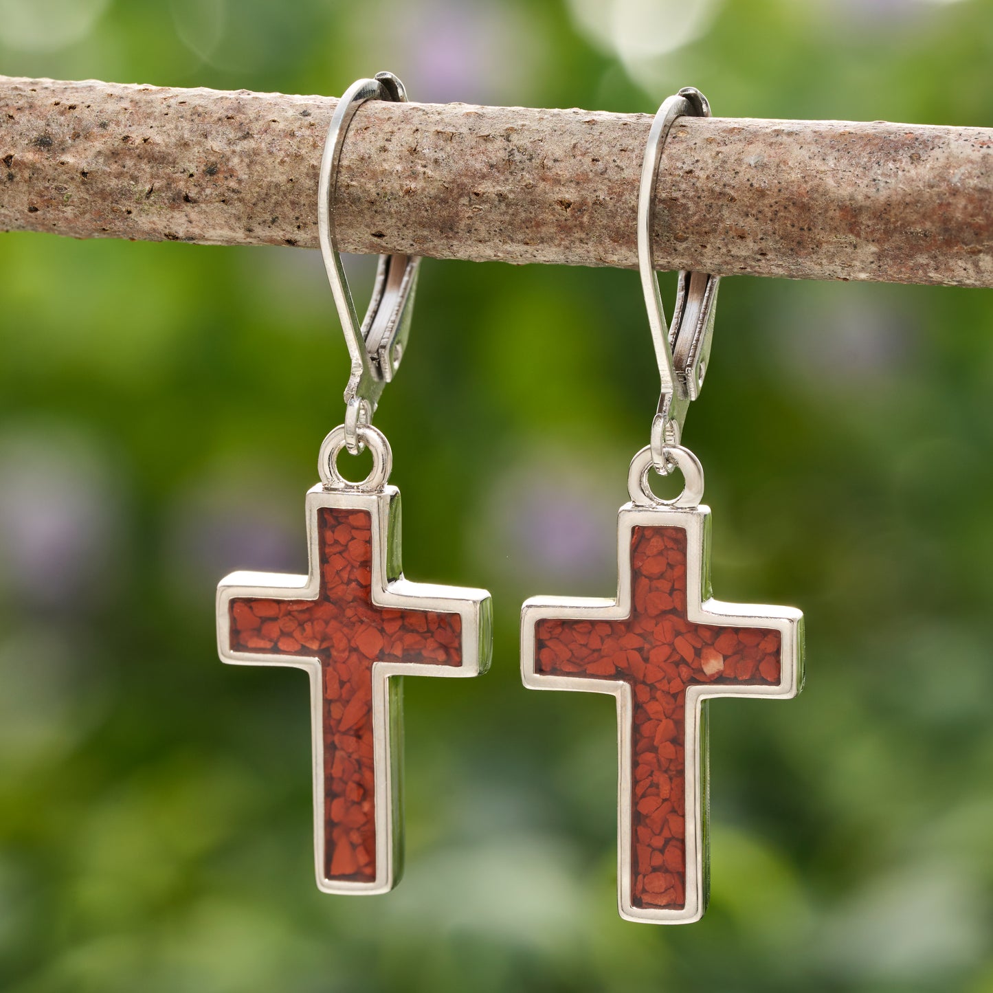 Jasper Cross Leverback Earrings