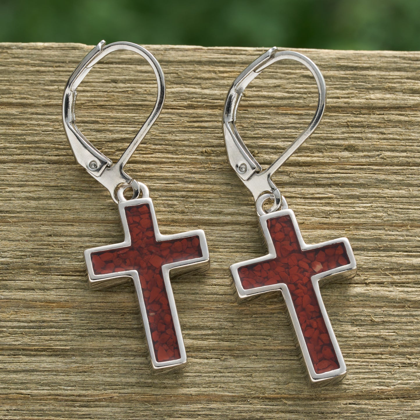 Jasper Cross Leverback Earrings