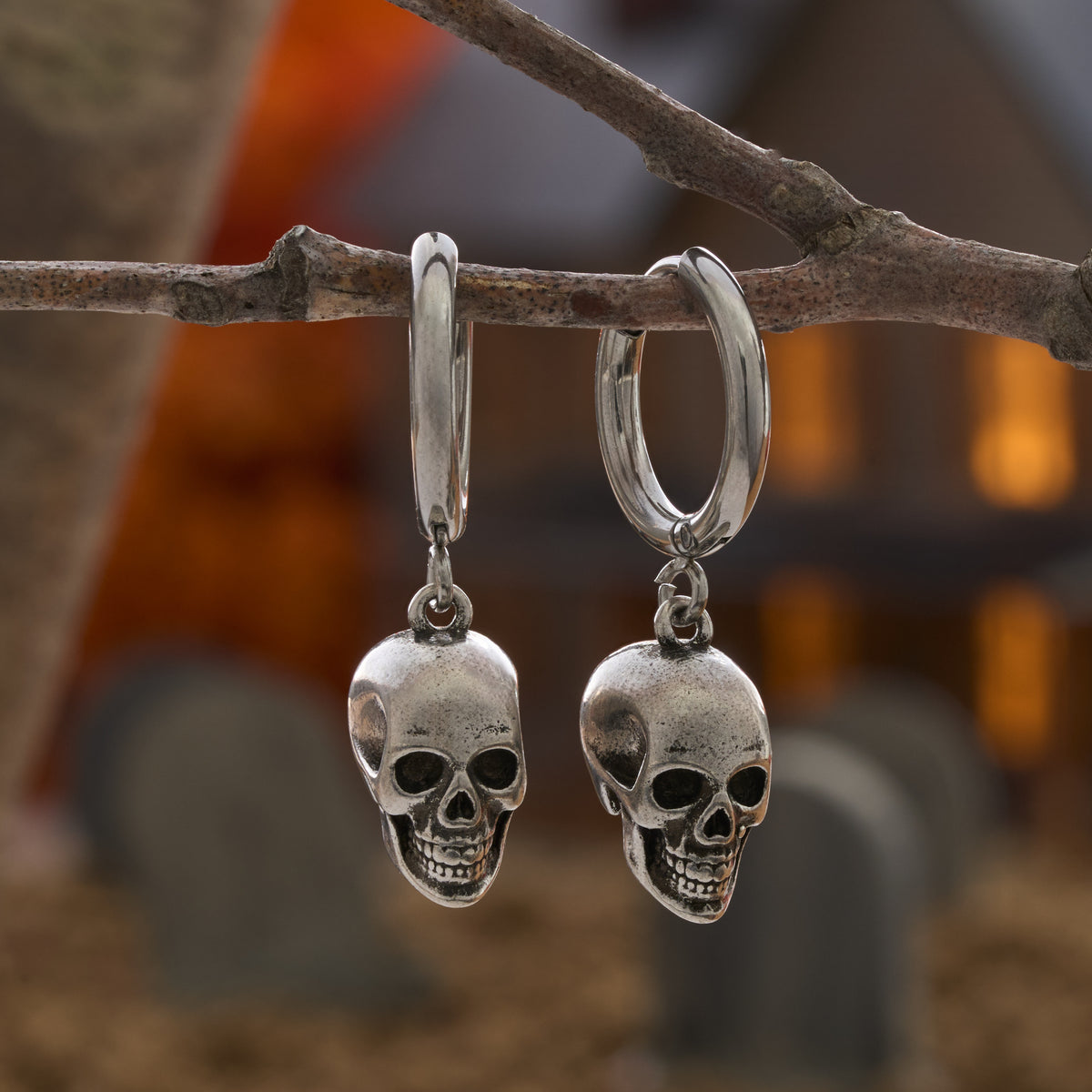 Vintage Skull Hoop Earrings