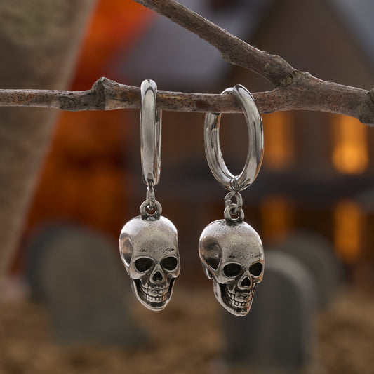 Vintage Skull Hoop Earrings