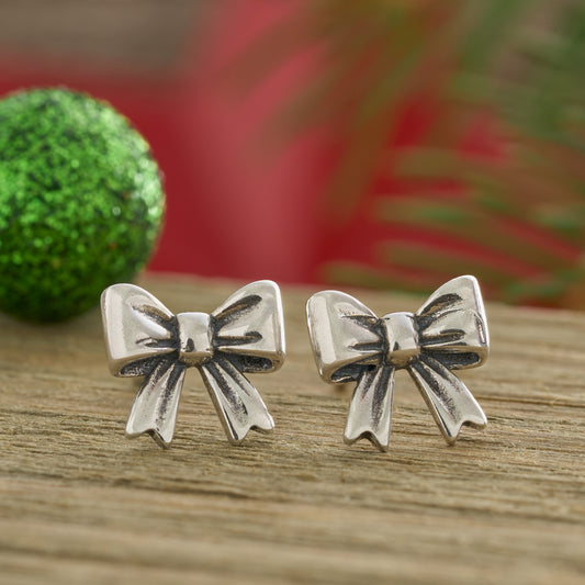 Sterling Silver Holiday Bow Studs
