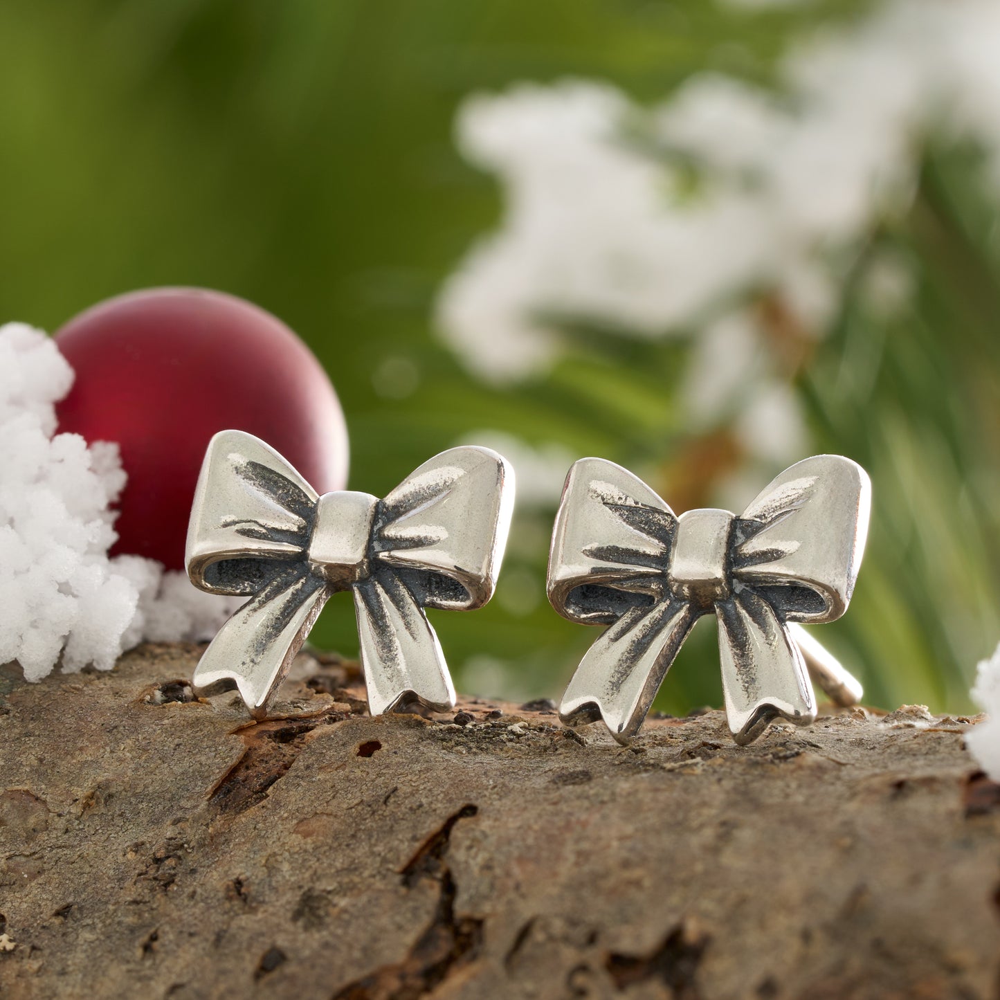 Sterling Silver Holiday Bow Studs