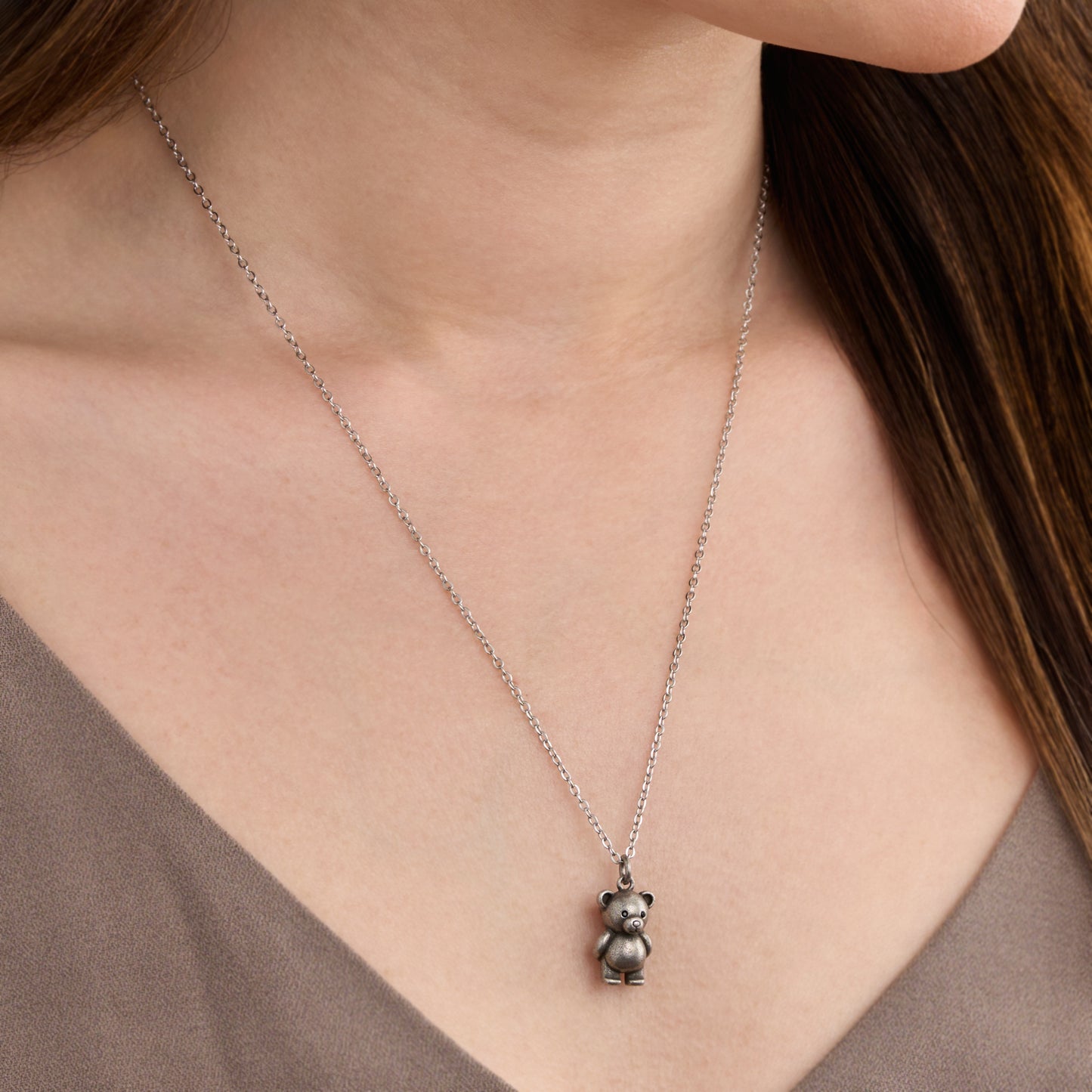 Vintage Teddy Bear with a Rose Necklace