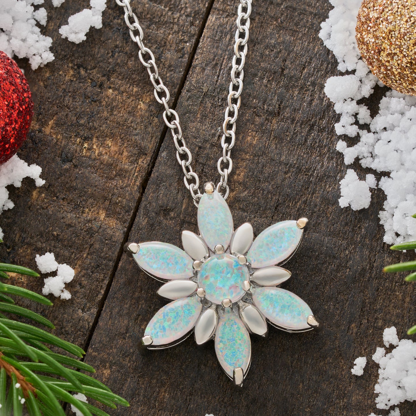 Dainty Opal Snowflake Necklace (2025)