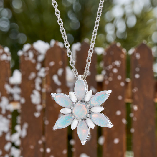 Dainty Opal Snowflake Necklace (2025)