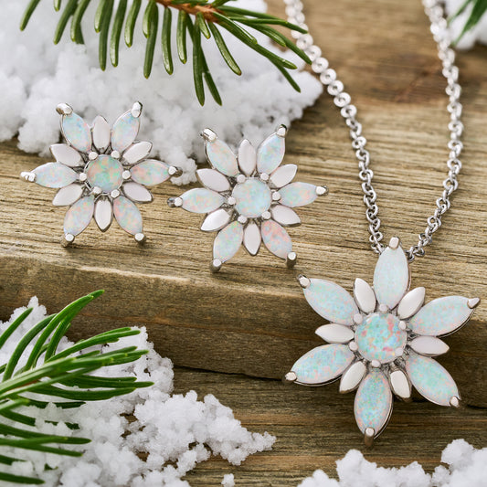 Dainty Opal Snowflake Gift Set with Studs (2025)
