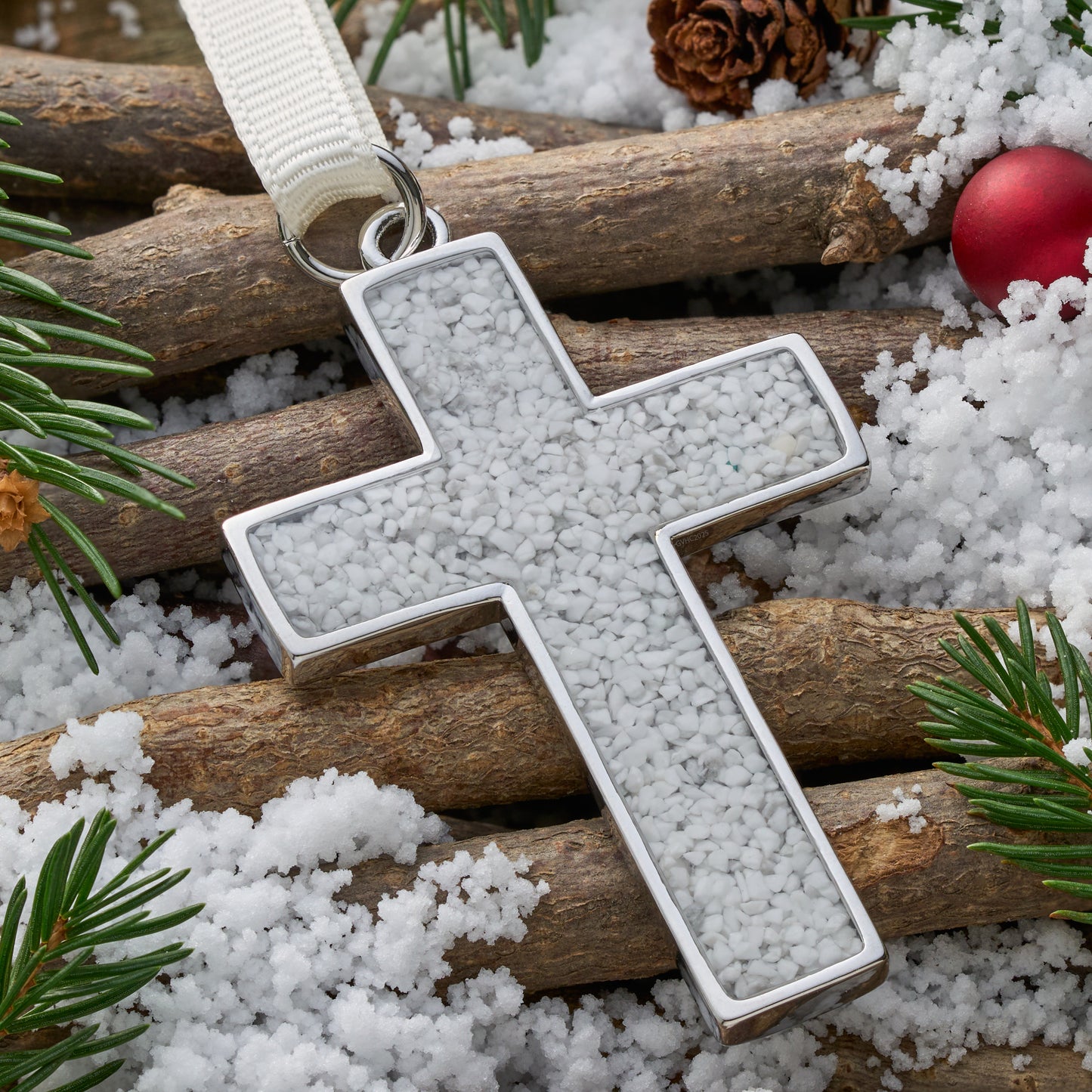 White Turquoise Cross Ornament