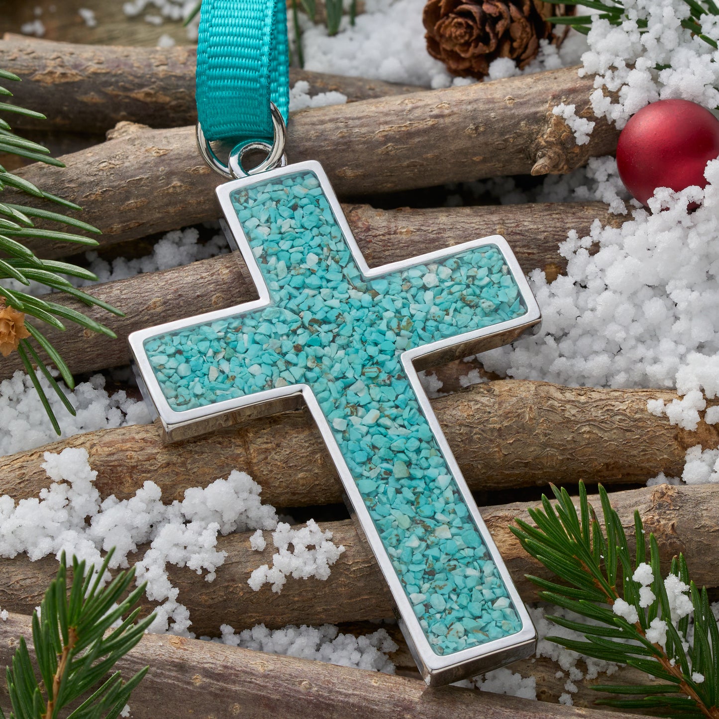 Turquoise Cross Ornament