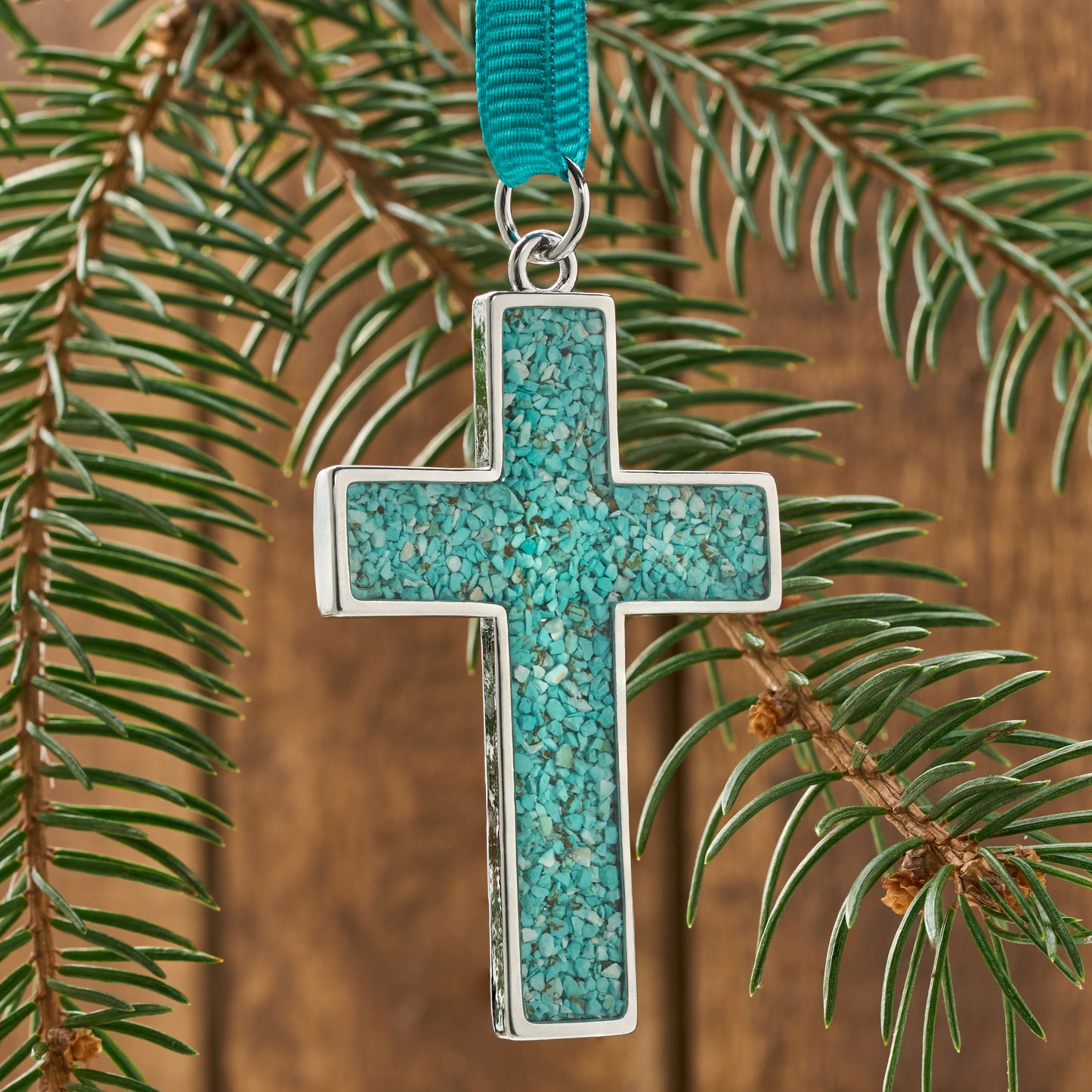 Turquoise Cross Ornament