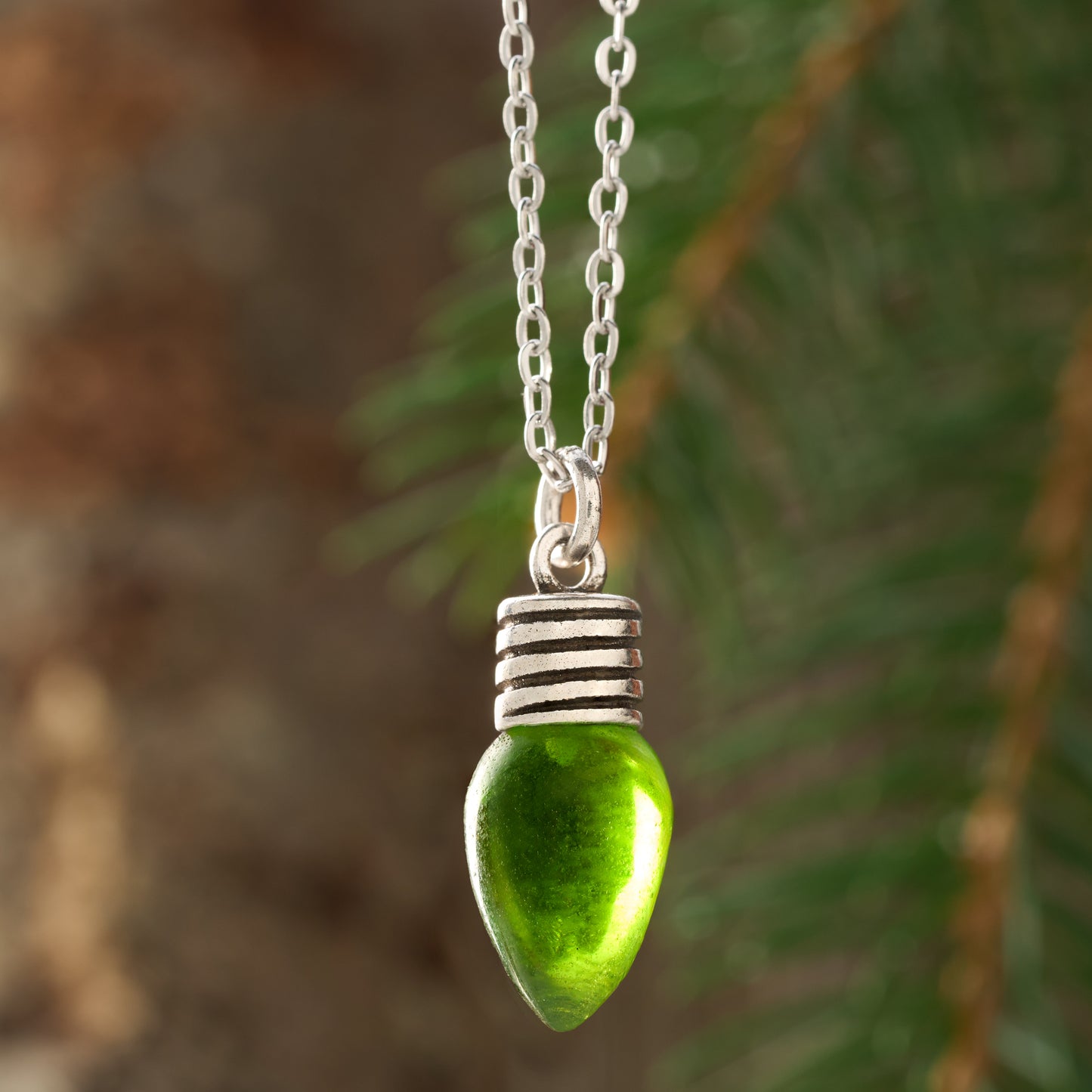 Green Christmas Light Necklace