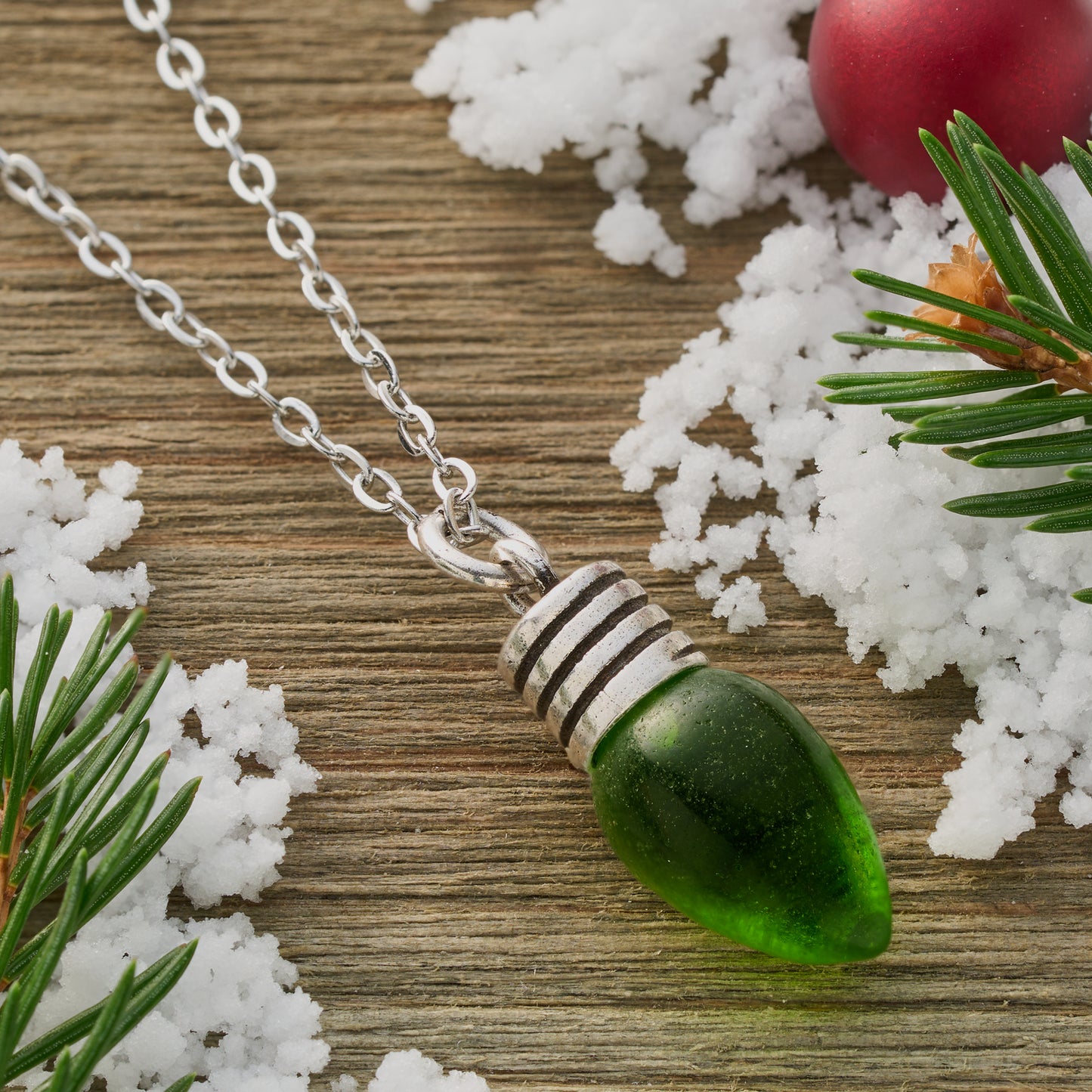 Green Christmas Light Necklace
