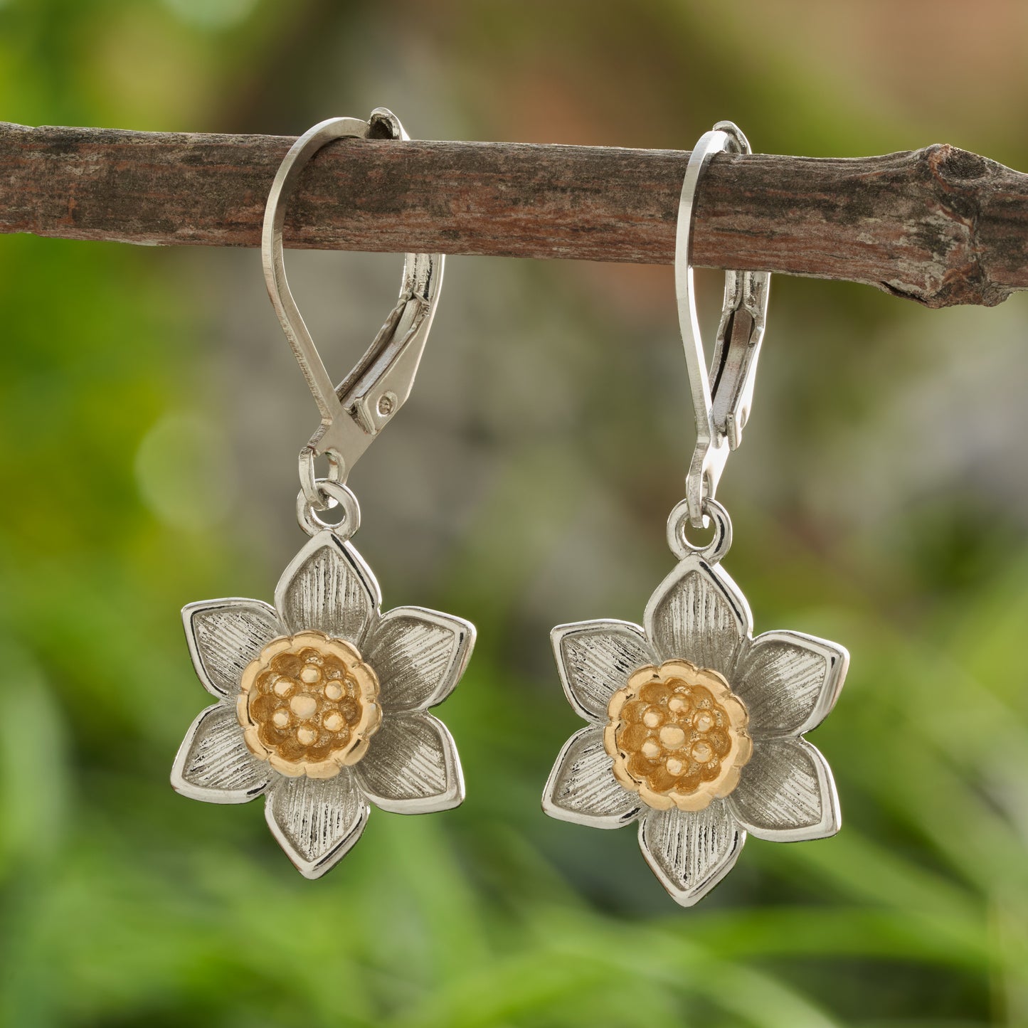 Leverback Daffodil Earrings