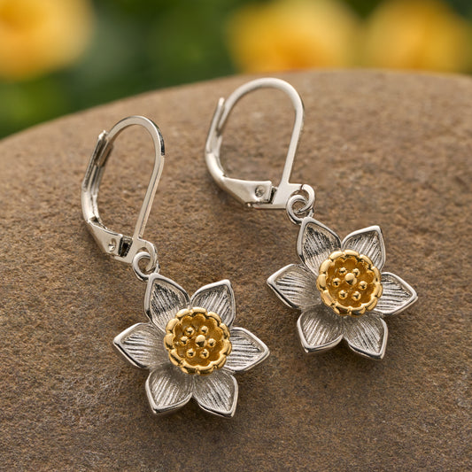 Leverback Daffodil Earrings